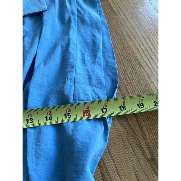 Zara Belted Jumpsuit Sleeveless Button Up Blue Size S